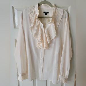 J. Crew Sheer Cream Ruffle Blouse